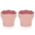 2Pcs Collapsible Paint Brush Washer, Brush Holder Cleaner Painting Water Cup Portable Silicone Washing Bucket for Watercolor Oil Painting(Pink)