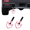 2PCS Devil Heart Handle Ring, Heart Hand Strap Drift Charm, Cute Heart-Shaped Warning Loops, Easy Installation Rear Bumper Warning Ring Decor, Interior Decoration for Car (Pink)