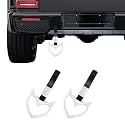 2PCS Devil Heart Handle Ring, Heart Hand Strap Drift Charm, Cute Heart-Shaped Warning Loops, Easy Installation Rear Bumper Warning Ring Decor, Interior Decoration for Car (White)