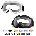Yourkar 2PCS Dirt Bike Goggle, UV Protection Windproof ATV Off-Road Goggles, Wide Vision Riding Motorcycle Goggle for Men Women (Transparent+Transparent)