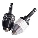 2Pcs Drill Chuck Adapter, 1/4 Inch Hex Shank Quick Change Chuck Converter, Drill Tool Attachment Adapter (0.6-8mm,0.3-6.5mm)