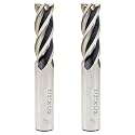2PCS End Mill Set 1/2" Cutting Dia 1/2" Shank 4 Flute HSS End Mill Drill Bit, CNC End Milling Cutter for Wood, Aluminum, Steel, Titanium, Foam, Plastic