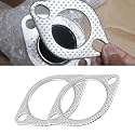 2PCS Exhaust Flange Gasket Car Exhaust Gasket 2-Inch Exhaust Gasket Material Exhaust Flange Bolt Kit, High Temp Seal Exhaust Pipe Gasket 2-Bolt for Exhaust Turbo Catback Headers(2in)