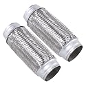 2PCS Exhaust Flex Pipe Stainless Steel Double Braid 2.5"Inch x 8"Inch w/Ends 8'' inches Long
