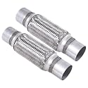 2PCS Exhaust Flex Pipe Stainless Steel Braid 2.5"Inch x 8"Inch w/Ends 12" Inch Long Heavy Duty