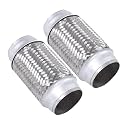 2PCS Exhaust Flex Pipe Stainless Steel Double Braid Heavy Duty, 2.5'' inches x 6'' inches w/Ends 6'' inches Long