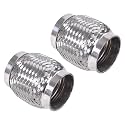 2PCS Exhaust Flex Pipe Stainless Steel Double Braid Long Heavy Duty 2.5''Inch x 4''Inch w/Ends 4'' inch Long