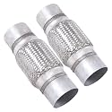 2PCS Exhaust Flex Pipe Stainless Steel Braid 3"Inch x 6"Inch w/Ends 10"Inch Long Heavy Duty