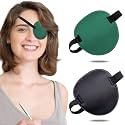2PCS Eye Patch, Medical Eye Patches for Kids and Adults, Soft Amblyopia Lazy Eye Patches for Left or Right Eyes (Black, Green)