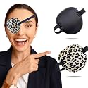 2PCS Eye Patch, Medical Eye Patches for Kids and Adults, Soft Amblyopia Lazy Eye Patches for Left or Right Eyes (Black, Leopard Print)