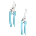 Professional Garden Scissors 2Pcs Blue ABS Stainless Steel Safety Lock