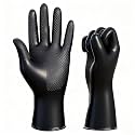 2Pcs Hair Dye Gloves, Black Reusable Rubber Gloves, Professional Hair Coloring Accessories for Hair Salon Dyeing