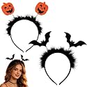 2PCS Halloween Pumpkin Spider Bat Hair Band Headbands (Pumpkin,Bat)