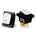 2PCS KCD4 Toggle Switch on Off 30A Marine IP67 Waterproof Rocker Switch 12v Green LED 30x22mm for Cars,Boat, and DIY Enthusiasts(12-24V Stainless Steel)