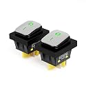 2PCS KCD4 Toggle Switch on Off 30A Marine IP67 Waterproof Rocker Switch 110v Green LED 30x22mm for Cars,Boat, and DIY Enthusiasts(110-220V Stainless Steel)