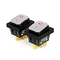 2PCS KCD4 Toggle Switch on Off 30A Marine IP67 Waterproof Rocker Switch 110v Red LED 30x22mm for Cars,Boat, and DIY Enthusiasts(110-220V Stainless Steel)