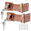 2Pcs Keyed Hasp Locks 4 Inch Twist Knob Keyed Locking Hasp, Metal Safety Hasp Latches Keyed Different Hasp Lock Catch Latch with Keys for Small Doors, Cabinets (Red Bronze)