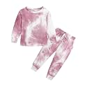 2Pcs Kids Girls Tie Dye Sweatsuit Child