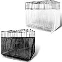 2PCS Large Bird Cage Cover,Bird Cage Seed Catcher, Universal Adjustable Birdcage Cover Skirt Soft Airy Nylon Mesh Net for Parrot Parakeet Macaw Round Square Cages（Black, White）