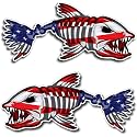 NTICKER 2 pcs US Flag Skeleton Fish Sticker, 12in, LR