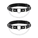 2PCs Leather Leg Garter with Chains, Elastic Rock Heart Thigh Garter for Women