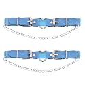 2PCs Leather Leg Garter with Chains, Elastic Rock Heart Thigh Garter for Women
