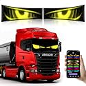 2Pcs LED Eyes for Truck Windshield,Devil Eyes Light for Cars,Flexible Scrolling Programmable LED Signs,Custom Editor Colours,Animations,Text