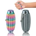 2Pcs Little Ouchies Fidget Spiky Keychain for Adults - 3D Printed Sensory Stress Relief Toy for Anxiety, Focus &amp; Pain Stimulation, Portable ADHD Autism Fidget Toys (Grey &amp; Rainbow)