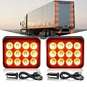 2PCS Magnetic Amber Beacon Strobe Lights for Truck Vehicle Trailer