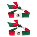 2PCS Mexican Flag Tie Headband National Flag Bandana Country Flag Headbands Sweatband for Sports Workouts, Soccer, Tennis, and Costumes