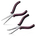 2PCS Mini Needle Nose Pliers Set Smooth Jaws Small Long Nose Pliers and Bent Nose Pliers Jewelry Plier for Jewelry Making, Extra Long Needle Nose Plier for Wire Wrapping Object Gripping