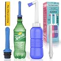 2PCS-Pack 2in1 Vaginal Douche Perineal Irrigation 650ML Portable Bidets + Pocket Bidet Pipe, Travel Bidet with Waterproof Cap, Peri Bottle for Postpartum Essentials