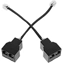 Rj11 Telephone Splitter Adapter Black 2pcs Detachable 6p4c
