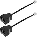 2 Pack Rj14 4 Core 6p4c Telephone Splitter Adapter for Modems