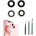 2pcs/Set 15 Plus Camera Lens Replacement for iPhone 15 Camera Lens Rear Glass Replacement with Pre-Installed Adhesive + Repair Tool Kit, Anti-Lens Scratch & Waterproof
