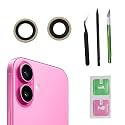 2pcs/Set Back Camera Lens Glass Replacement for iPhone 16 Camera Lens Replacement with Pre-Installed Adhesive + Repair Tool Kit, Anti-Lens Scratch & Waterproof