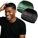 2PCS Silky Wave Caps for Men Waves, Good Compression Caps Over Durags for 360, 540, 720 Waves