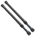 2PCS Small Tension Curtain Rod 16 to 28 Inch,Black Short Curtain Rods No Drilling,Loaded Expandable Spring Curtain Rods for Kitchen,Closet,Cupboard,Door,Bookshelf
