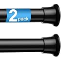 2Pcs Spring Tension Curtain Rod, Black Tension Rod 32-76 Inch