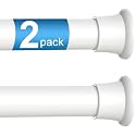 2Pcs Spring Tension Curtain Rod, White Tension Rod 32-76 Inch