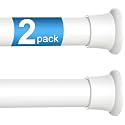 2Pcs Spring Tension Curtain Rod, White Tension Rod 16-36 Inch