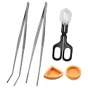 2Pcs Stainless Steel Feeding Tongs, Reptile Feeding Tweezers Long Handle Feeder Tools, Bug Feeding Clamp Cricket Tongs for Fish Aquariums, Reptiles Snakes Lizard Gecko Spider and Bird (Set 1)