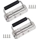 2Pcs Stainless Steel Folding Spring Handle for Toolbox Suitcases Equipment Cabinet Pull Drawer Knobs Hardware Accessories,Free Screws (2Pack, Size :122mm)