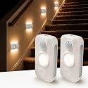 2pcs Stick-on Motion Sensor Stair Lights, Warm White LED Night Light, Stick-Anywhere Stair Lights, Closet Light, Battery Operated Wall Light for Kitchen, Hallway, Bedroom, Bathroom, Stairs