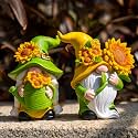 2PCS Sunflower Gnome Decor,Dynamic Spring Gnomes Decorations for Home and Yard Swedish Tomte Elf Dwarf Figurines Summer Outdoor Gnomes Gifts for Women (Sunflowers)