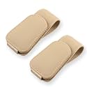 2Pcs Sunglass Holder for Car, Magnetic Leather Eyeglass Hanger Clip for Car Sun Visor, Sunglasses Holder and Ticket Card Clip for Car Visor Accessories (Beige)