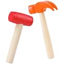 2pcs Toy Hammer Simulation Wooden Hammer Small Plastic Toddler Claw Hammers Portable Kids Maintenance Tools Toys Pretend Fake Mallet Hammers for Boys Girls
