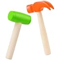 2pcs Toy Hammer Simulation Wooden Hammers Small Plastic Toddler Claw Hammer Portable Kids Maintenance Tools Toys Pretend Fake Mallet Hammers for Boys Girls