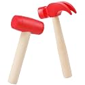 2pcs Toy Hammer Simulation Wooden Hammers Small Plastic Toddler Claw Hammer Portable Kids Maintenance Tools Toys Pretend Fake Mallet Hammers for Boys Girls