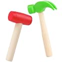 2pcs Toy Hammer Simulation Wooden Hammers Small Plastic Toddler Claw Hammers Portable Kids Maintenance Tools Toys Pretend Fake Mallet Hammer for Boys Girls